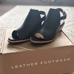 Portland Leather Slingback Mule Black